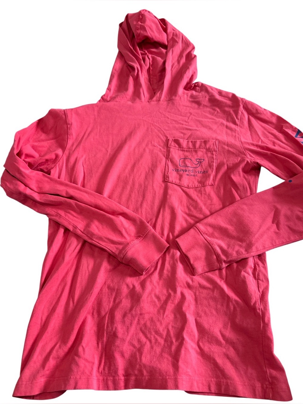 Vineyard Vines Pullover Hooded Long Sleeve Pocket T Shirt Women's XS Hot Pink